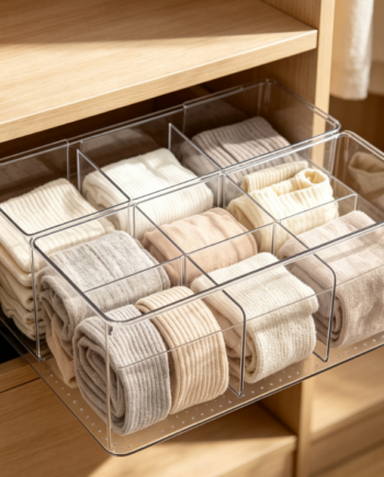 Open-Top Acrylic Storage Box – Tiered Organizer for Underwear and Socks