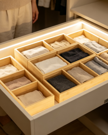 Modular Bamboo Organizer Set – Mix-and-Match Drawer Dividers for Underwear