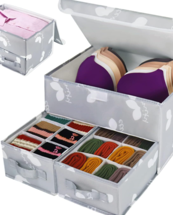 Lidded Fabric Organizer Box with Compartments – Dust-proof Storage for Underwear, Panties, and Socks