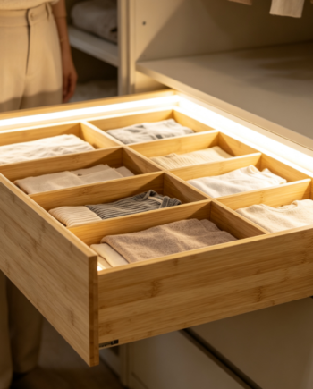 Staggered Two-Tier Bamboo & Wood Organizer – Dual-Use Drawer Insert or Wall-Mounted Storage