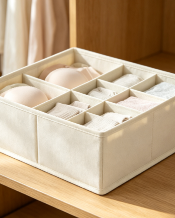 Square 8-Compartment Fabric Organizer – For Bras and Socks