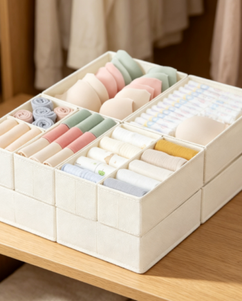 Large-Capacity Multi-Compartment Fabric Drawer Organizer – Complete Set for Intimates