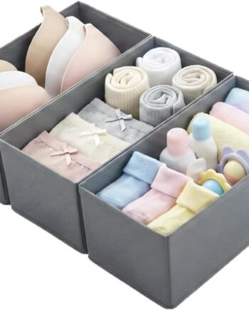 3-Piece Small Foldable Fabric Drawer Organizer Set, 11-inch Breathable Storage Boxes, Suitable for Socks, Underwear, Bras, and Baby Clothes