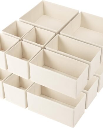 16-Piece Clothing Drawer Organizer Set, Foldable Wardrobe Organizer, Suitable for Clothes, Socks, Scarves, Bras, and Ties
