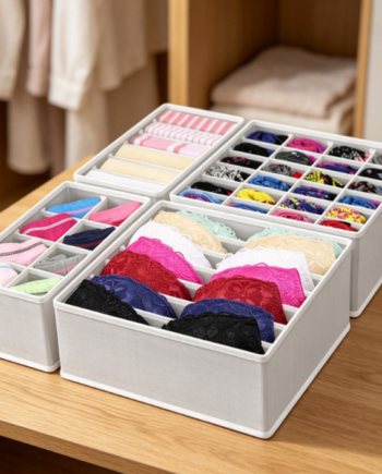 Stackable Two-Tier Fabric Organizer Set for Underwear & Lingerie