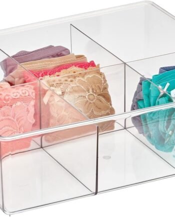 6-Compartment Transparent Plastic Drawer Divider Storage Box, Suitable for Underwear and Bras