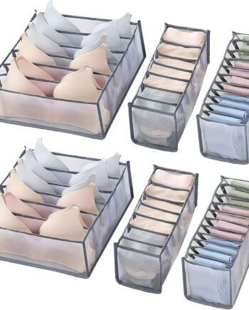 6-Piece Foldable Underwear Drawer Organizer Set, Suitable for Bras, Panties, Ties, and Scarves