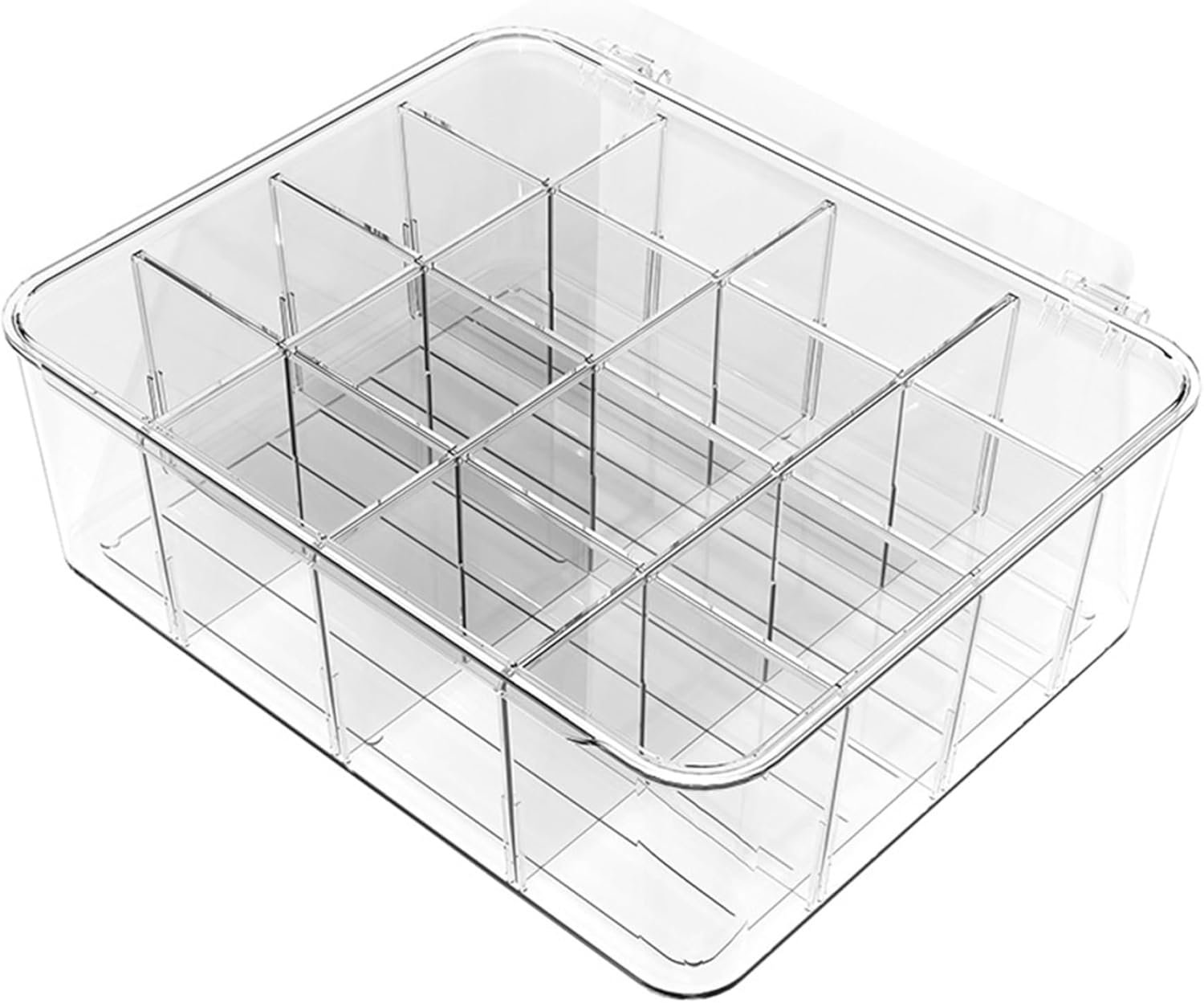16-Compartment Transparent Plastic Stackable Underwear Storage Box, Suitable for Organizing Bras, Socks, and Other Small Items