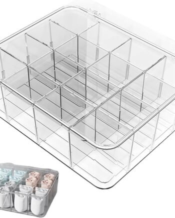 16-Compartment Transparent Plastic Stackable Underwear Storage Box, Suitable for Organizing Bras, Socks, and Other Small Items