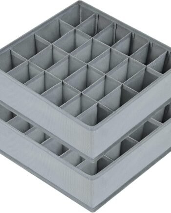 2-Piece Set of 24-Compartment Sock Drawer Organizers, Suitable for Socks, Handkerchiefs, Ties, and Belts